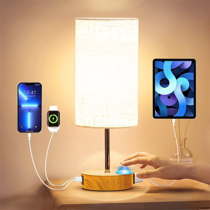 Touch Control Bedside Lamp - USB Ports