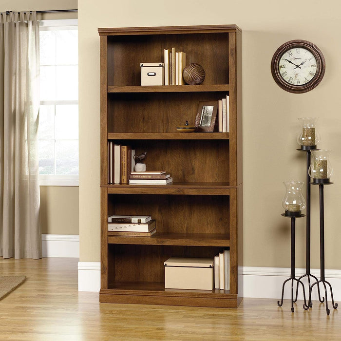 Oiled Oak Split Bookcase with 5 Shelves