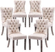 Beige Tufted Velvet Dining Chairs Set of 6