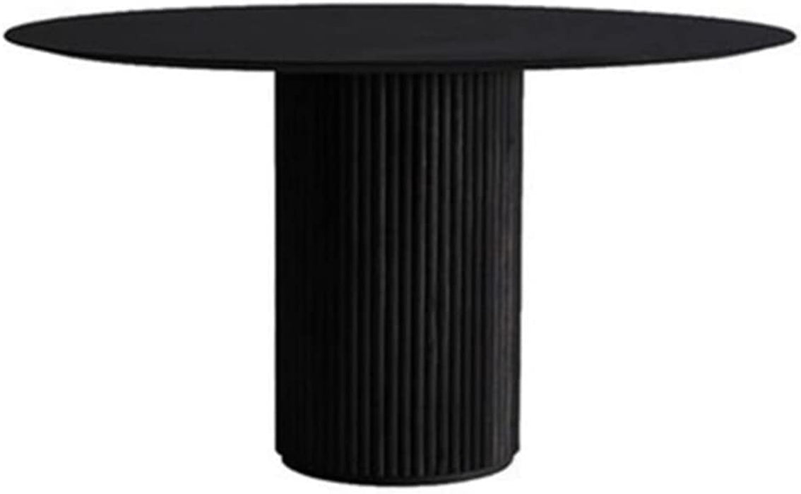Black Solid Wood Circular Tabletop Dining Table