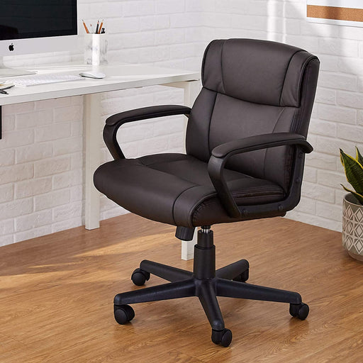 Adjustable Swivel Chair with Armrests - Dark Brown