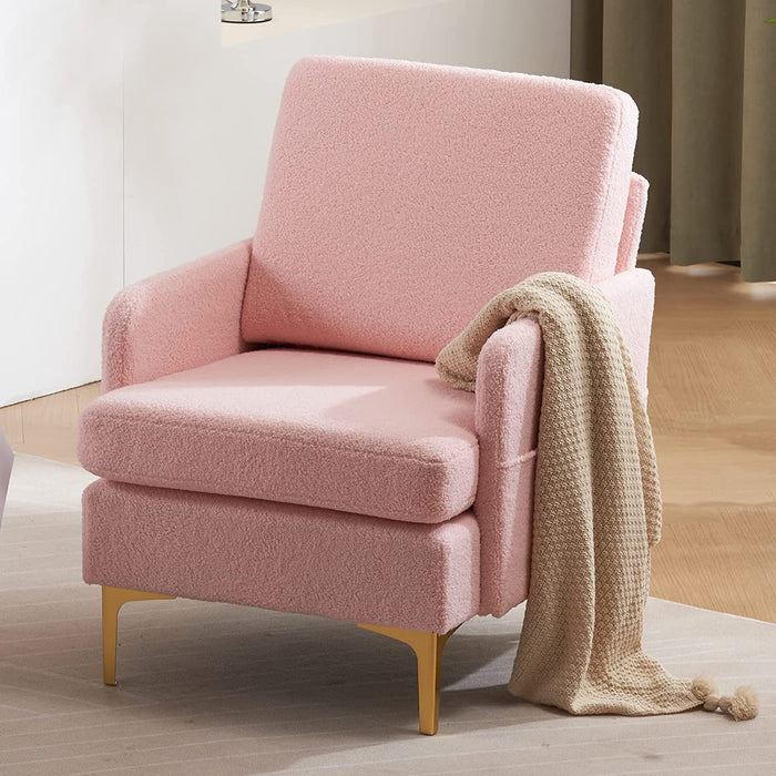 Pink Teddy Fleece Accent Chair for Living Room