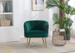 Green Velvet Accent Chair with Golden Legs