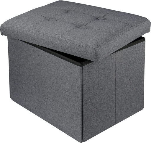 Grey Folding Storage Ottoman for Small Spaces