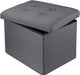 Grey Folding Storage Ottoman for Small Spaces