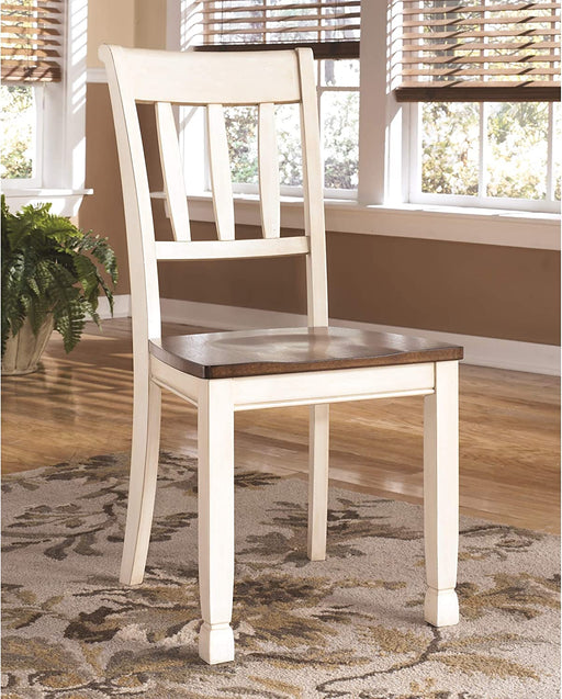 Whitesburg Cottage Rake Back Dining Chair, Brown & White, 2 Count