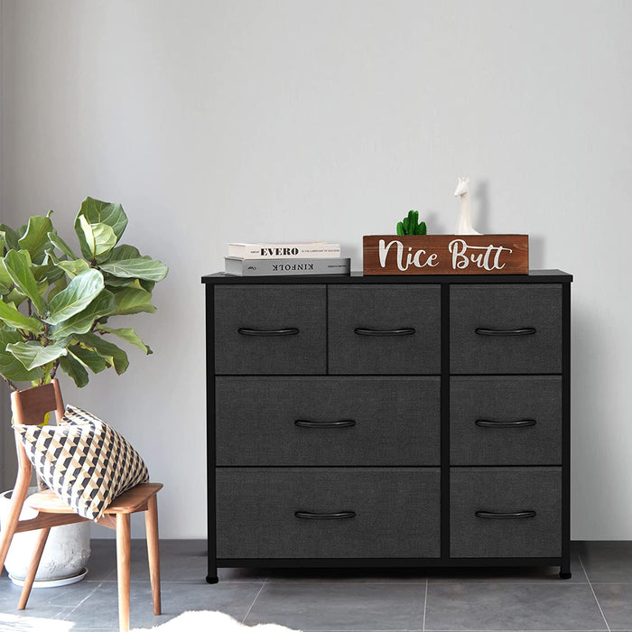 Dark Grey 7-Drawer Fabric Dresser Storage