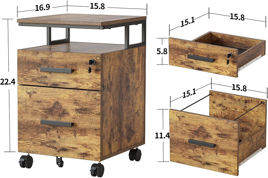 Lockable Rolling File Cabinet for Home Office