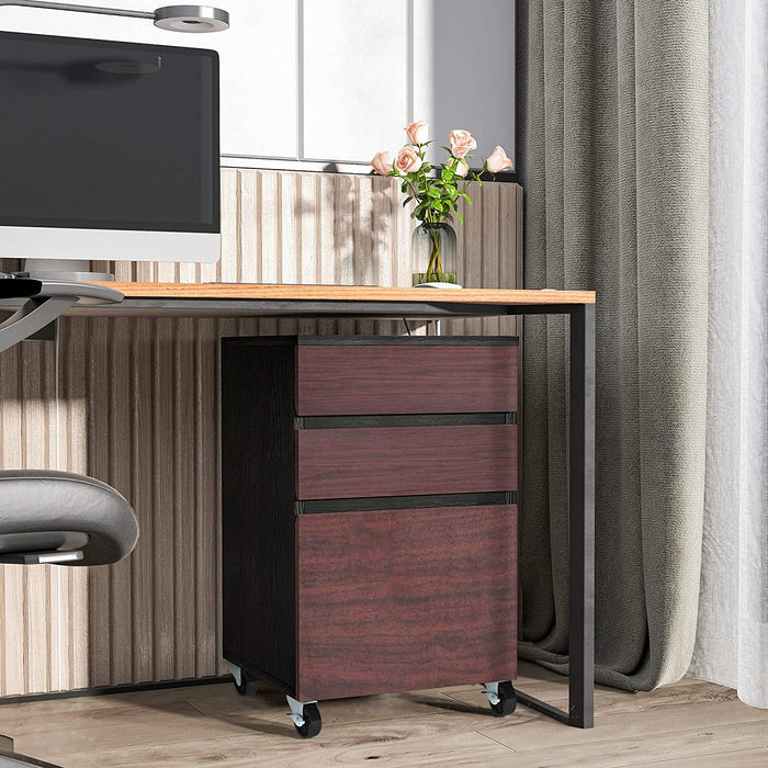 Rolling Wood File Cabinet for Home Office