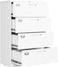 White 4-Drawer Locking File Cabinet for Home Office