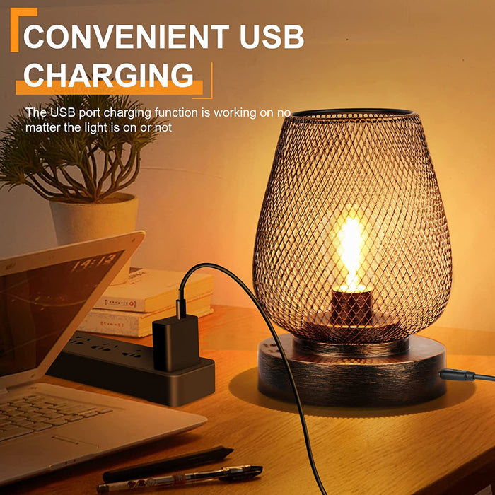 Rechargeable Battery Operated Metal Cage Table Lamp