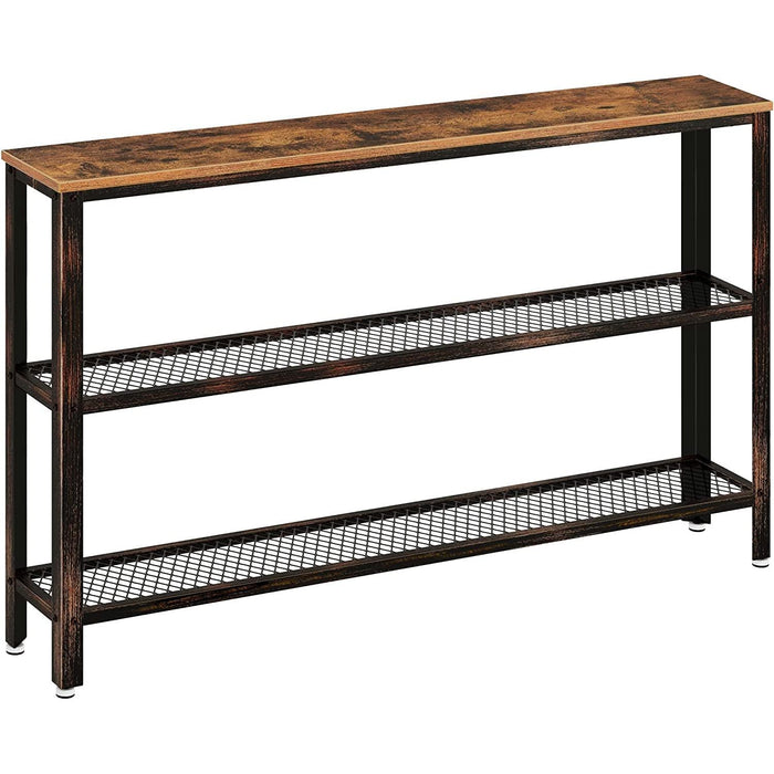 Rustic Console Table with Mesh Shelves