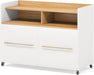 Rolling White File Cabinet with Open Shelves