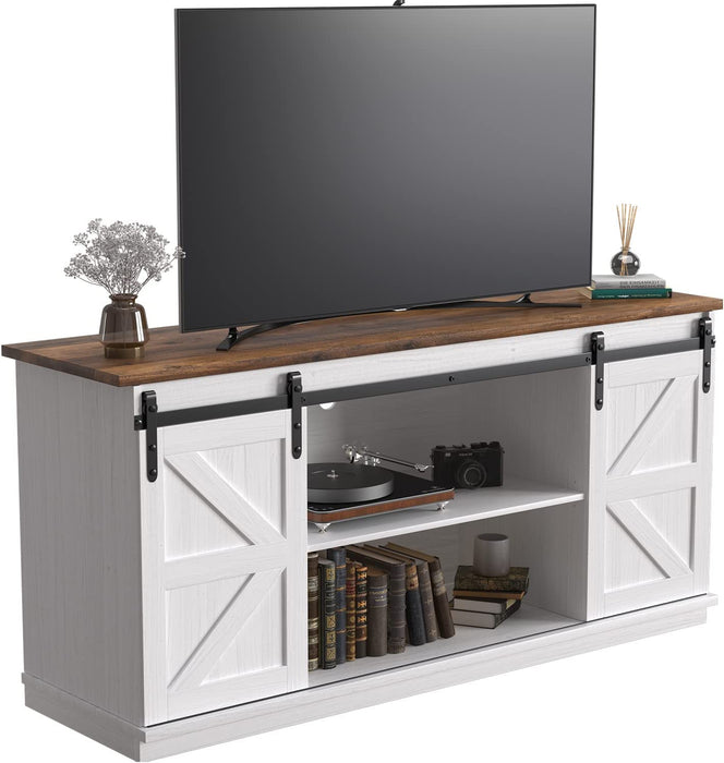 65-Inch Farmhouse TV Stand with Sliding Barn Doors