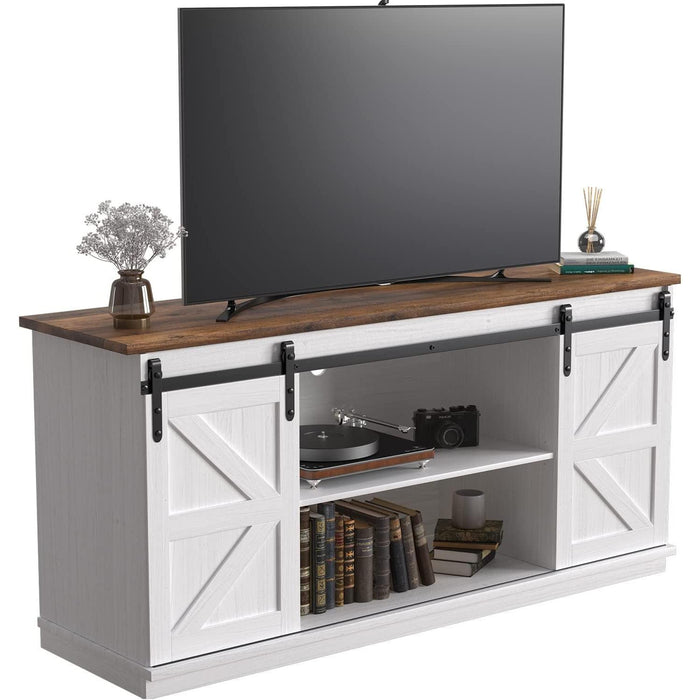 65-Inch Farmhouse TV Stand with Sliding Barn Doors