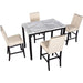5-Piece Faux Marble Top Counter Height Dining Table Set,
