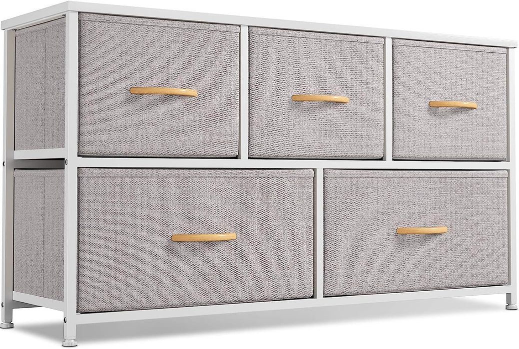 Light Grey 5-Drawer Dresser Tower Unit, Small Size