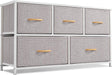 Light Grey 5-Drawer Dresser Tower Unit, Small Size