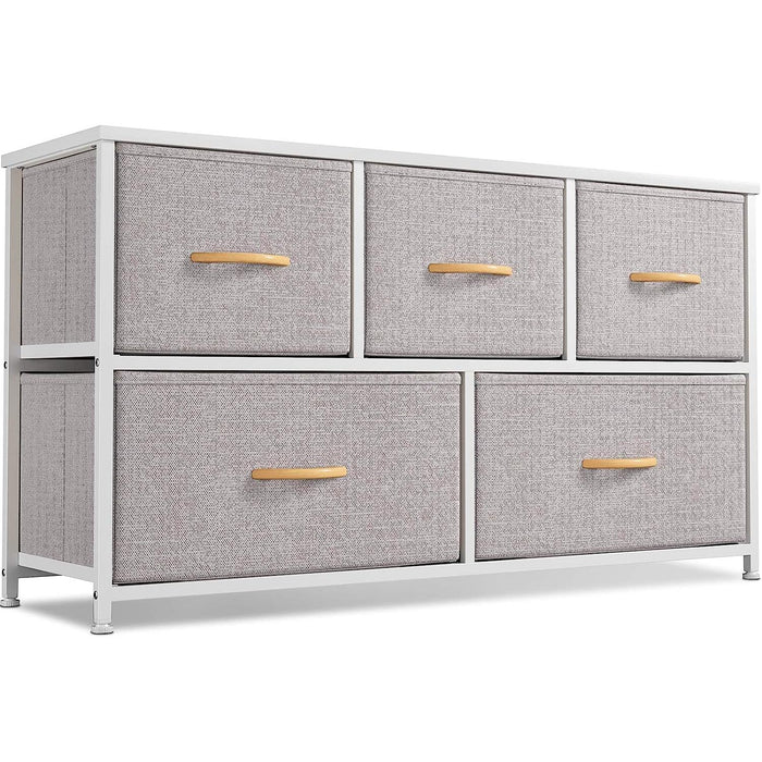 Light Grey 5-Drawer Dresser Tower Unit, Small Size