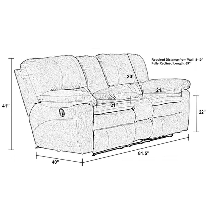 Courvevoie 81.5" Upholstered Reclining Loveseat with Storage Console