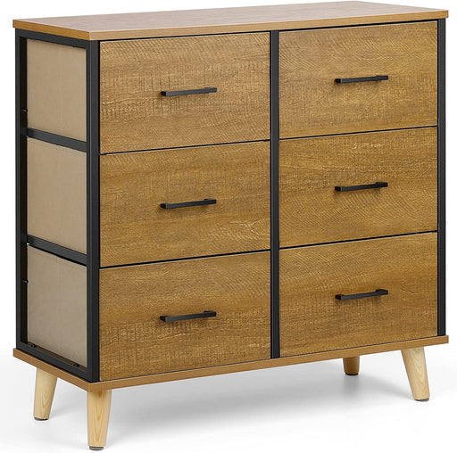 Wide Chest with 5 Drawers, Black Grey