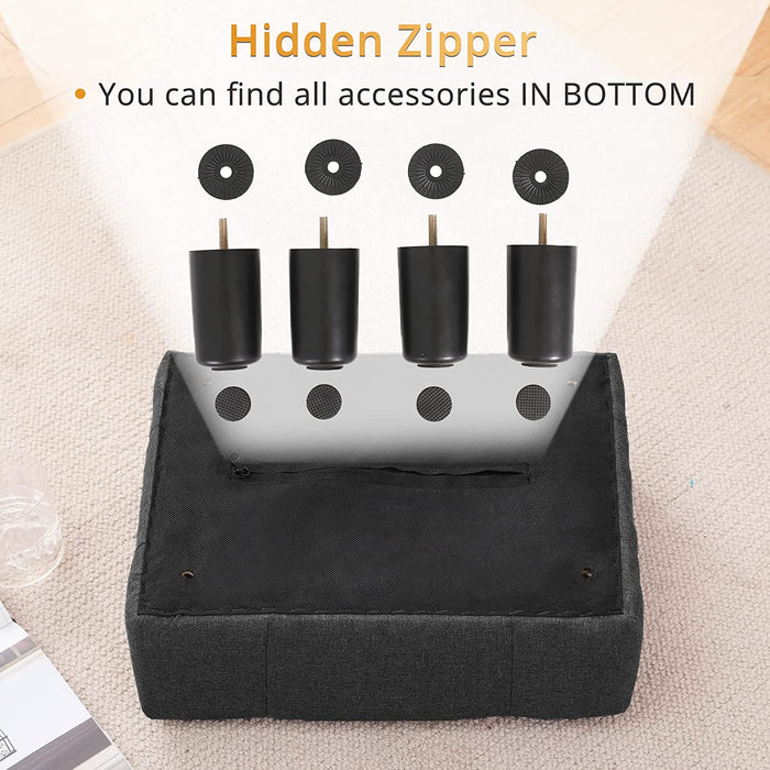 Carbon Grey Fabric Foot Stool with Non-Slip Pads