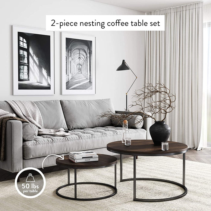 Modern Nesting Coffee Table Set in Nutmeg