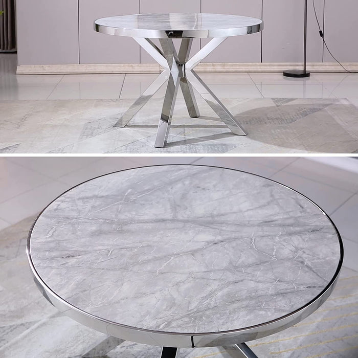 Silver Mirrored Stainless Steel Metal round Table