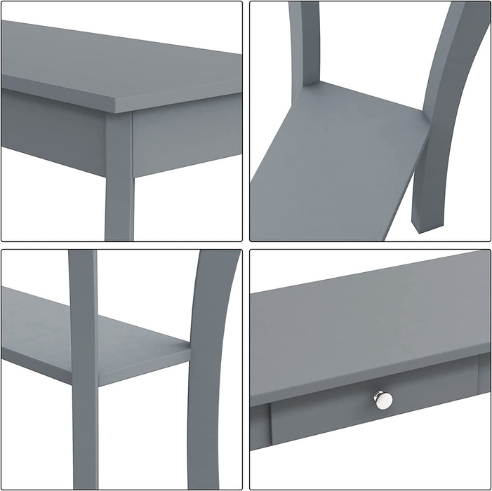 Gray Entryway Console Table with Drawer