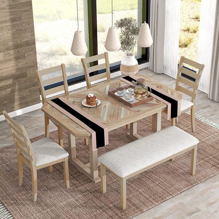 6-Piece Dining Table Set with Bench