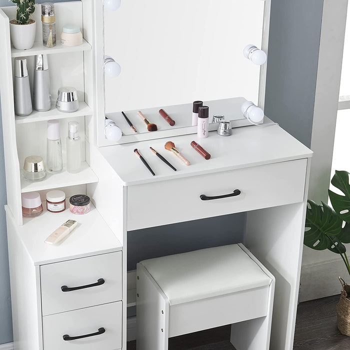 Makeup Vanity Set with Lights and Shelves