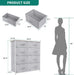 Light Grey Tall Dresser with 8 Fabric Drawers