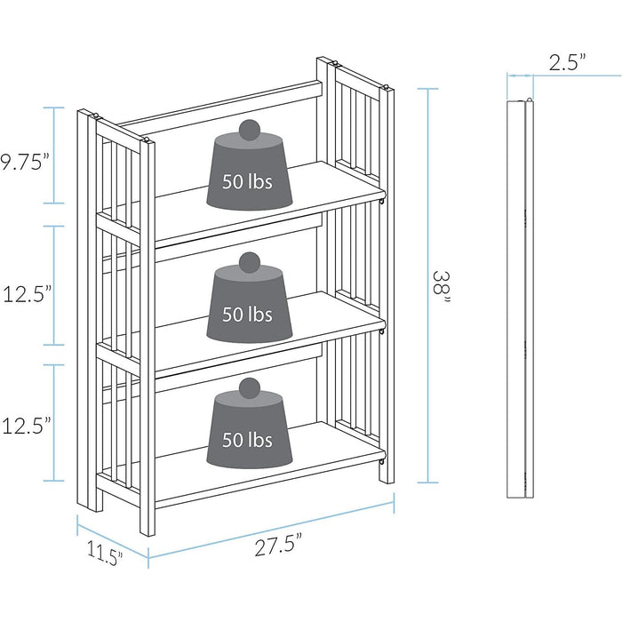 Stackable Chestnut Bookcase - 3 Shelves, 27.5″ Wide