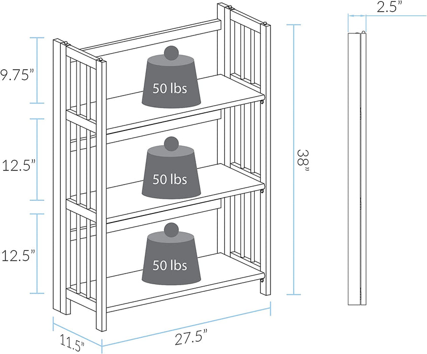 Stackable Chestnut Bookcase - 3 Shelves, 27.5″ Wide