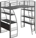 Studio Loft Bunk Bed W/ Desk and Bookcase, Gray