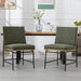Mid Century Leather Dining Chairs Set of 2 in Green