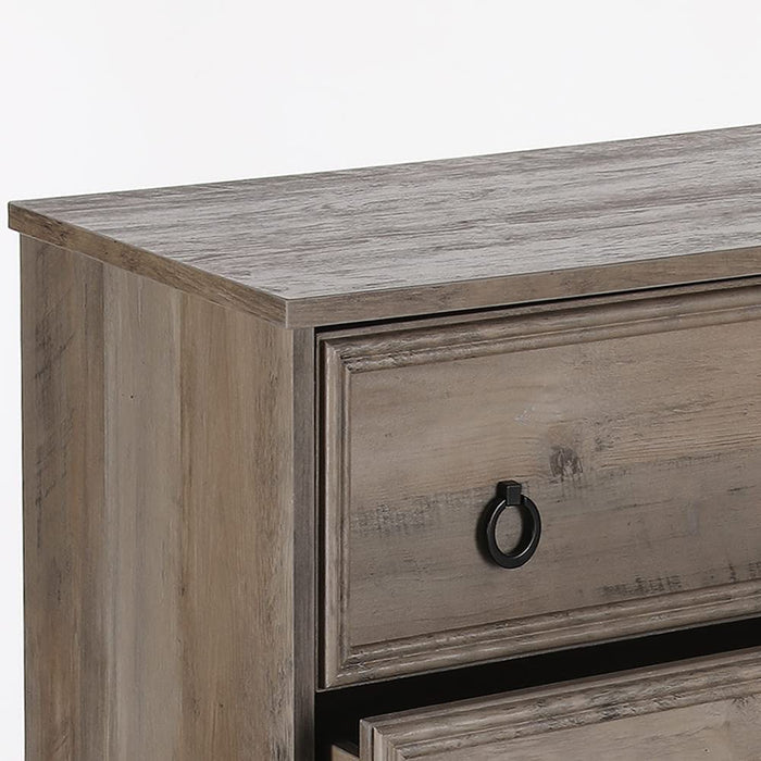 Modern Gray 4 Drawer Dresser, Textured Borders