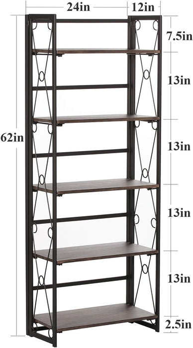 5-Shelf Folding Bookcase for Any Room