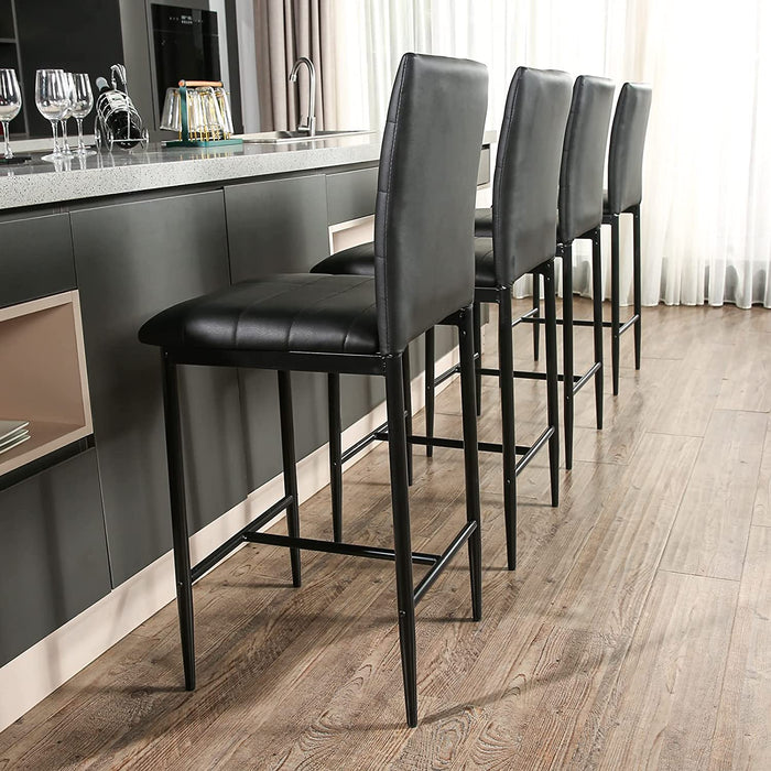 Counter Height Stools Set of 4 Modern PU Leather