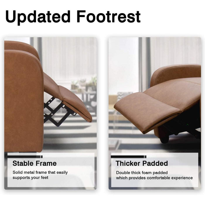 Padded Seat Leather Recliner Chair (Khaki)