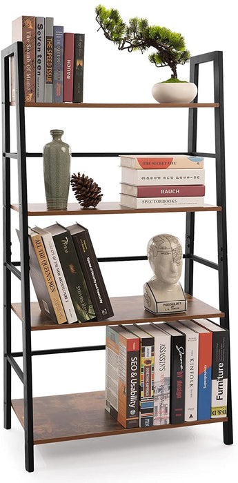 4-Tier Industrial Bookshelf for Home Organization