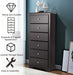 Brown Wooden 6 Drawer Chest for Bedroom