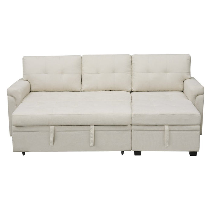 L-Shaped Velvet Sleeper Sectional with Storage