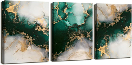 Green and Gold Abstract Canvas Wall Art