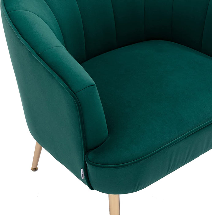 Green Velvet Accent Chair with Golden Legs