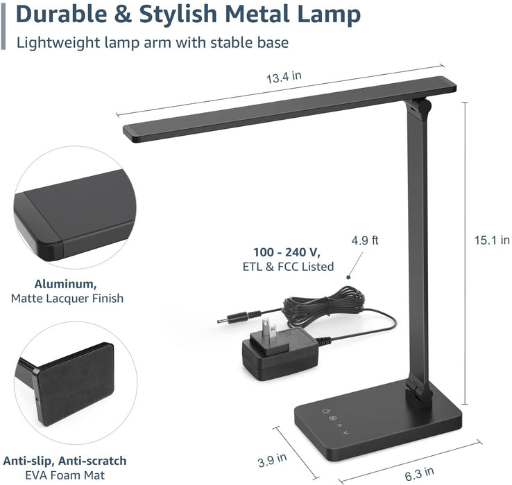 9W Metal LED Desk Lamp with Touch Control