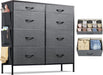 Fabric Dresser with 8 Drawers, Dark Grey