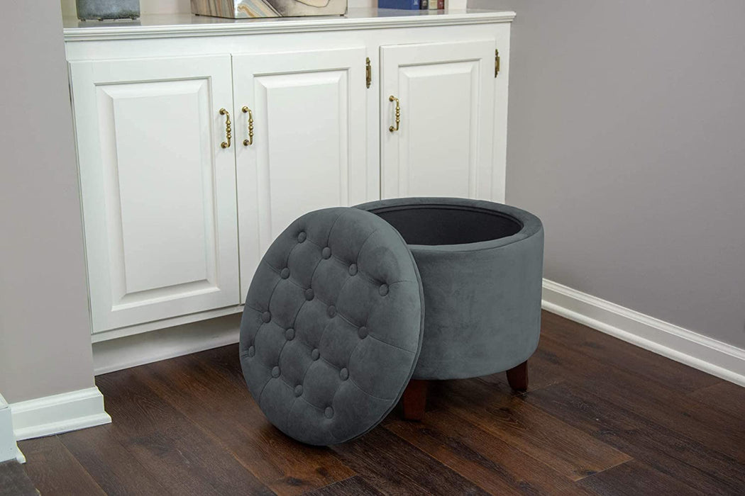 Velvet Tufted Ottoman with Storage for Home Decor