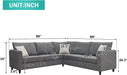 L-Shaped Big Sectional Sofa Couch, Grey