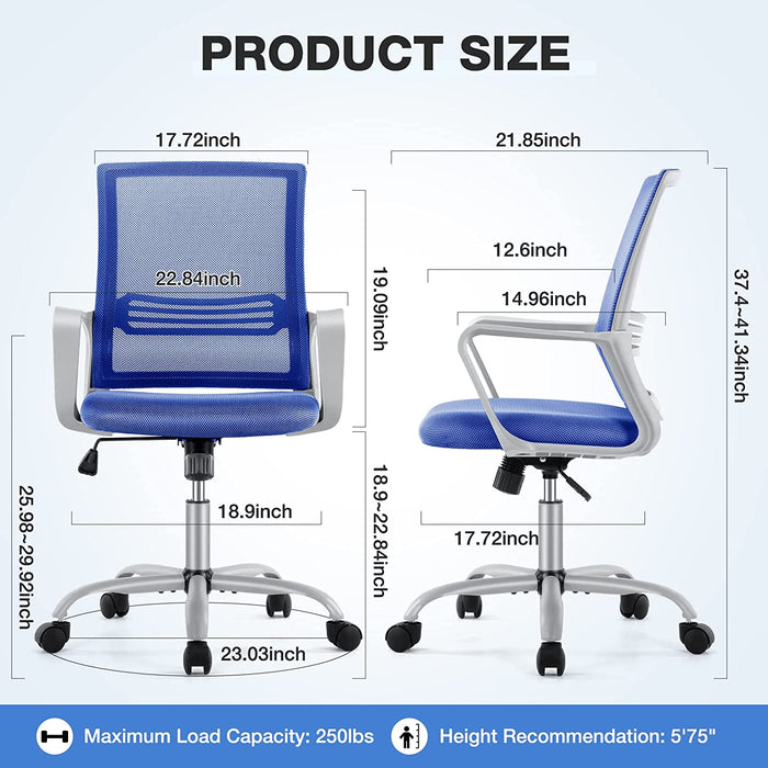 Ergonomic Blue Office Chair with Lumbar Support